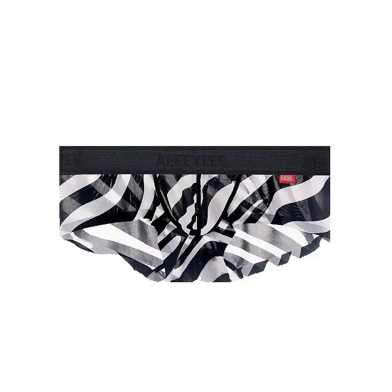 

Underwear men's Boxers Pants thin ice silk breathable transparent men's personalized thin striped A712