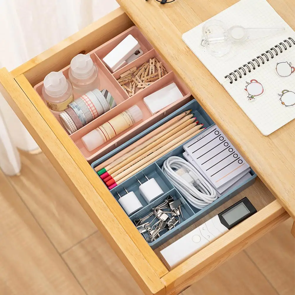 Useful 4 Grids Makeups Jewelry Drawer Organizer No Odor Drawer Organizer Home Office Drawer Tray Divider for Home