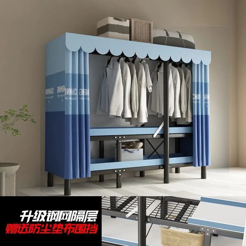 cloth wardrobe steel pipe reinforced hanging wardrobe household bedroom assembly and storage simple wardrobe