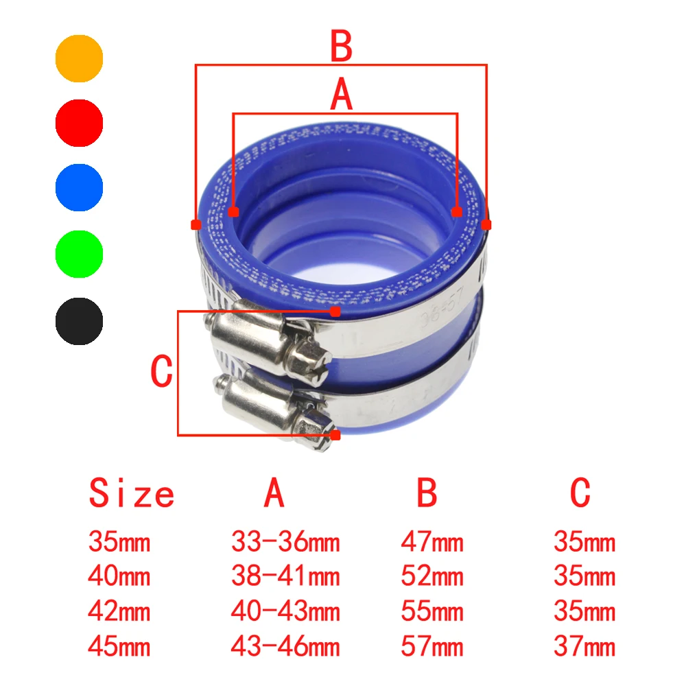 Carburetor Rubber Adapter 35-45mm Inlet Pipe Intake Motorbike Accessories For PE26-34 PWK21-30 PJ/OKO TM/TMX/KTM/KR/NSR 110-200c view 2