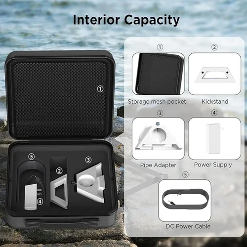 Imagen 2 del producto Starlink Mini Case - Estuche rígido de viaje con asa de transporte para acampar al aire libre, automóviles, vehículos recreativos y viajes en barcos - Negro impermeable