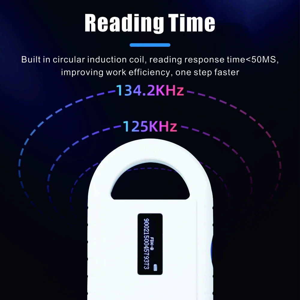 Handheld Microchip Reader para Pet ID, Transponder Chip, Scanner ID Animal, USB, cão, gato, cavalo, FDX-B, ISO11784, ISO11784, 134.2Khz