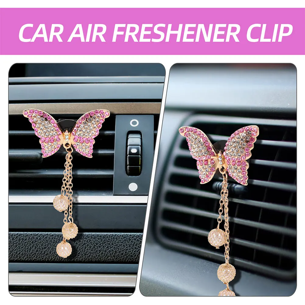 

2Pcs Pink Butterfly Decorative Accessories Women Car Air Vent Air Freshener Car Outlet Clips Vent Clips Perfume Holder