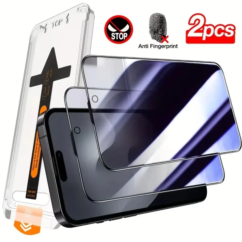 2 Packungen Displayschutzfolie aus gehärtetem Glas für iPhone 16 Pro Max 14 15 Plus 11 12 13 Pro Mini, einfache Installation, Anti-Fingerabdruck