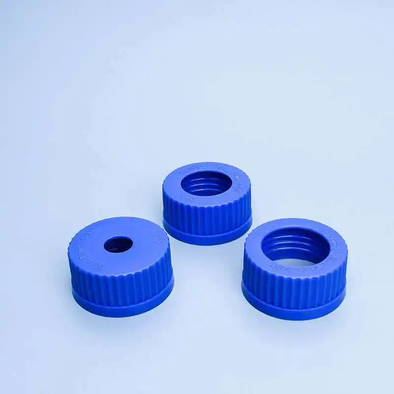 Blue PP High-Temperature Resistant Air Sampling Bottle Caps GL45 Bottle Lid with Drain Ring for Anaerobic Sampling 15mm/30m