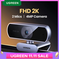 UGREEN USB Webcam 2K HD Mini Webcam For Laptop Computer Web Camera Dual Microphones for Youtube Zoom Video Calling 30fps web cam