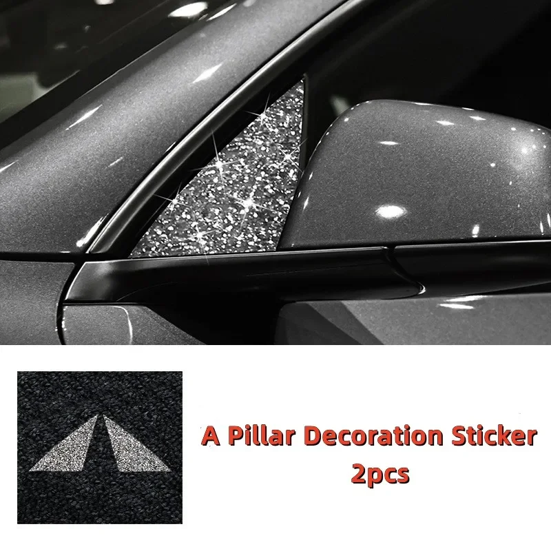 For Tesla Model Y 2021 2022 Car Outer Handle Trim Sticker Diamond Bling A Pillar Wheel Hub Decoration Sticker Car  Accessories