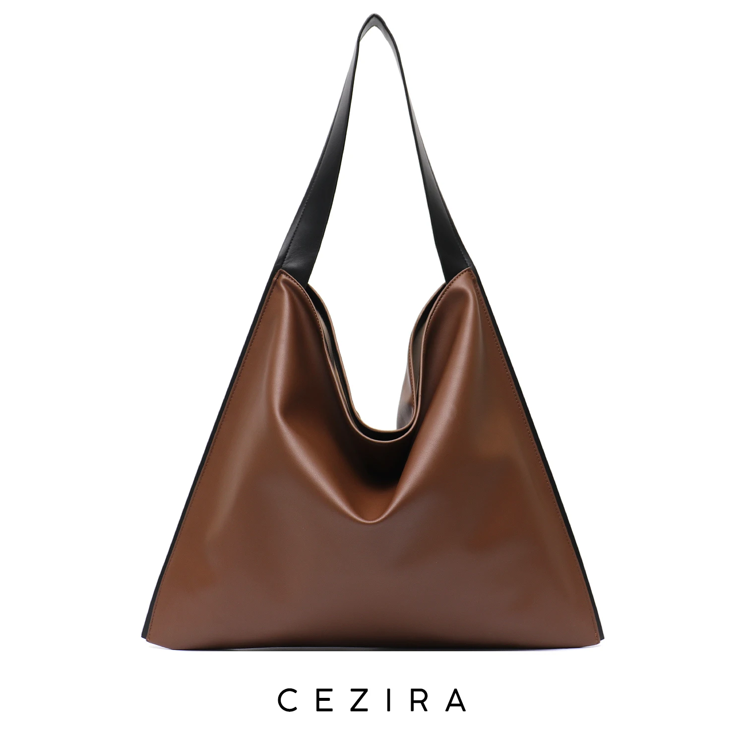 

CEZIRA Women Casual PU Vegan Leather Shoulder Bags Fashion Design Large Simple Slouchy Hobo Daily Laptop Handbag Travel Shopping