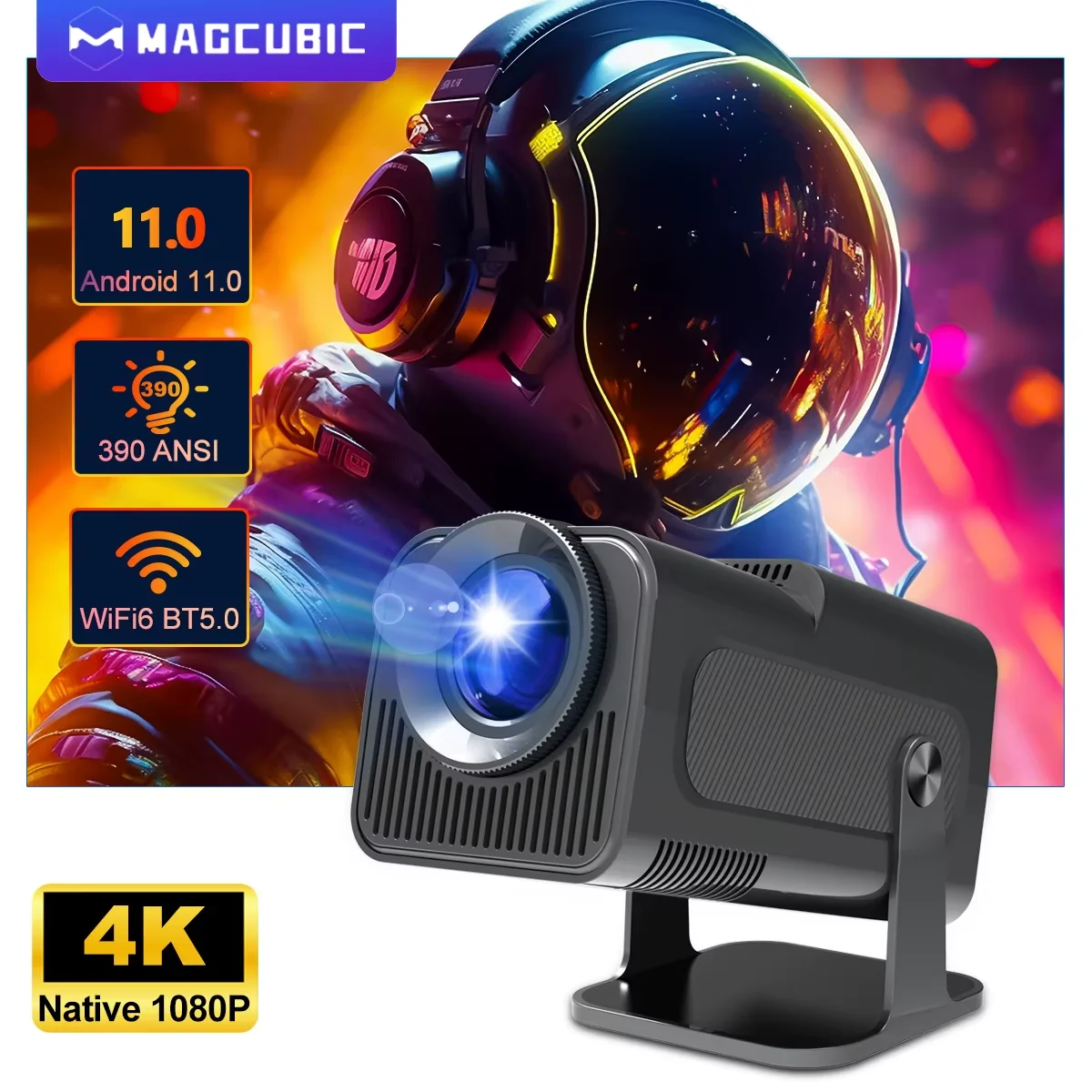 Magcubic 4K Android 11 Projector Native 1080P 390ANSI HY320 Dual Magcubic 4K Android 11 Projector Native 1080P 390ANSI HY320 Dual