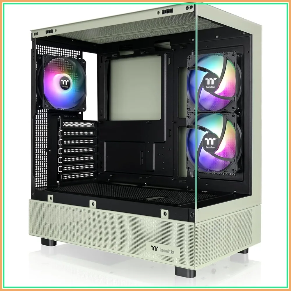 Mid Tower E-ATX Case with 3x120mm ARGB Fans, Support 360mm Radiator, Dual Tempered Glass Panels, 3 Year Warranty