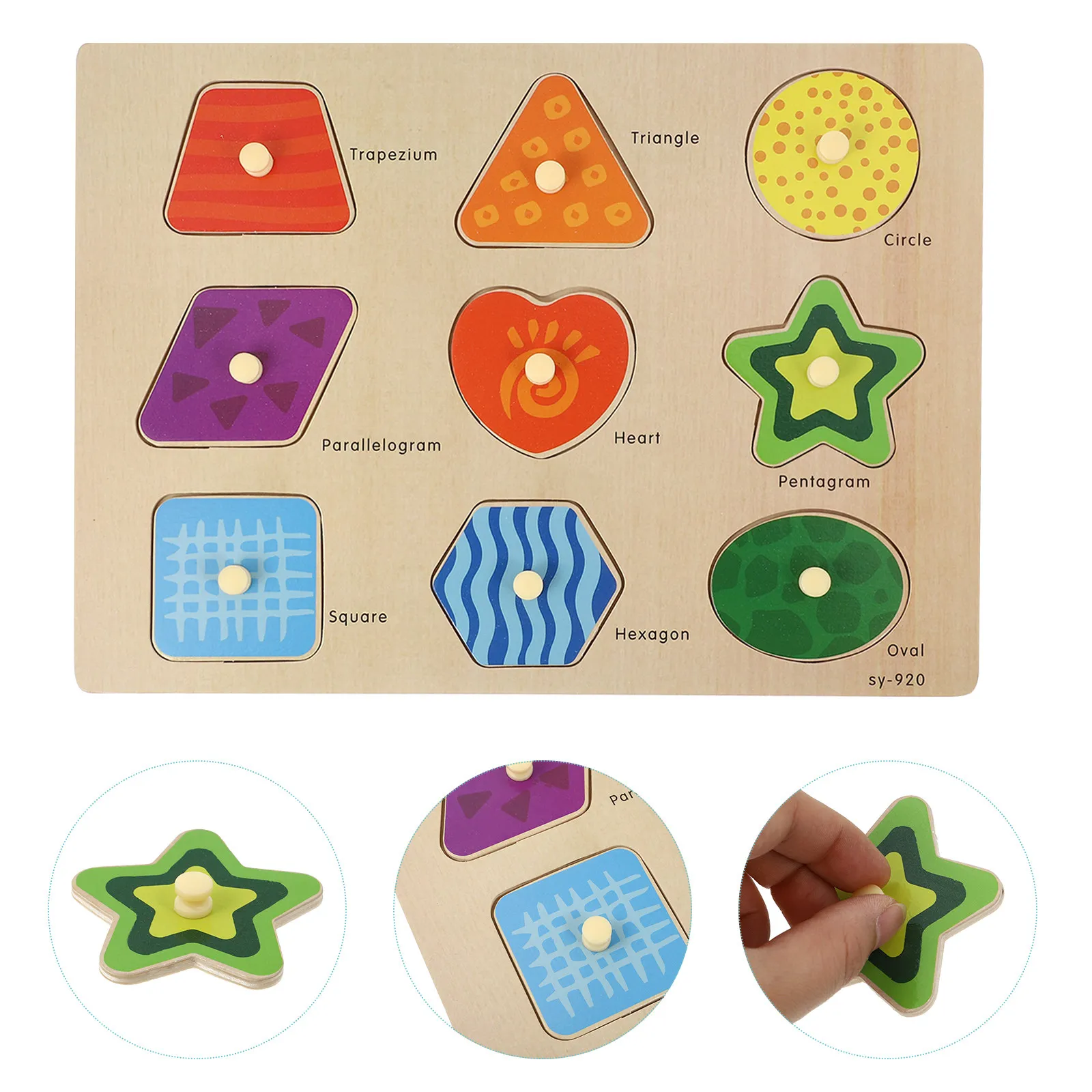 1Set Wooden Puzzle Board Cartoon Matching Educational Learning Game for Kids Early Development Shape Color Recognition Portable