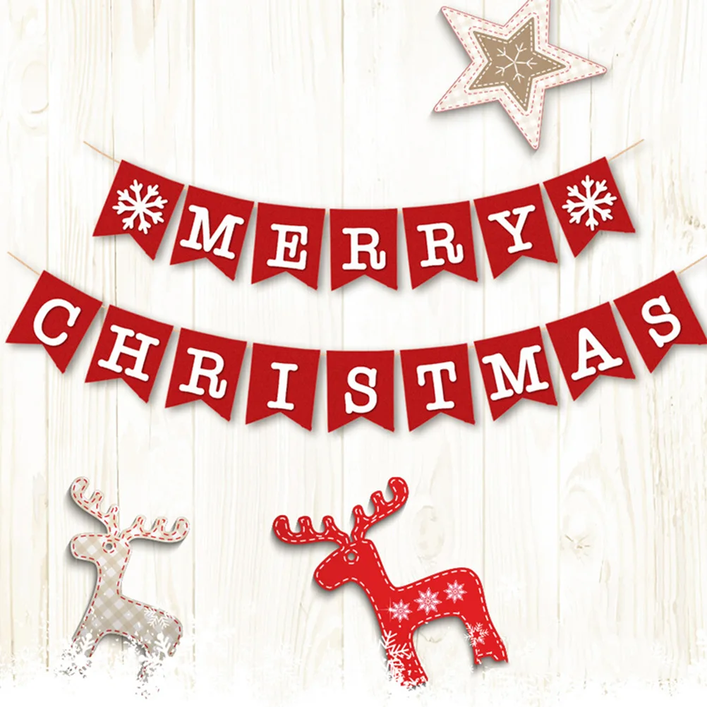 

Christmas Decoration Bunting Xmas Streamer Banner Garland Hanging Party Decor Red For Home Fireplace Entrance Wall