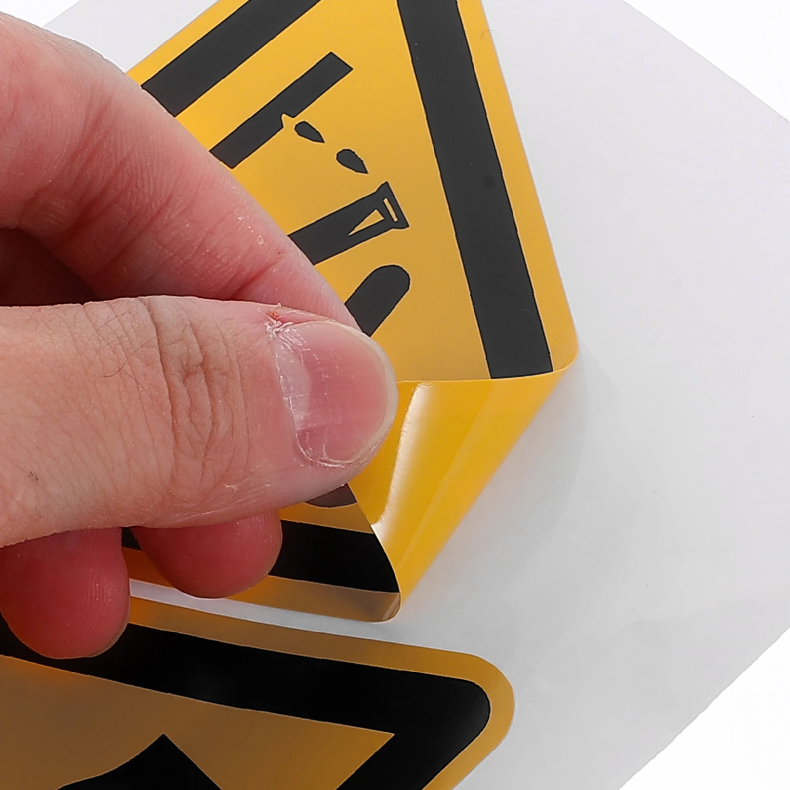 

6pcs Triangle Warning Labels Against Corrosion Self Adhesive Safety Stickers For Factories Warehouses Construction Sites