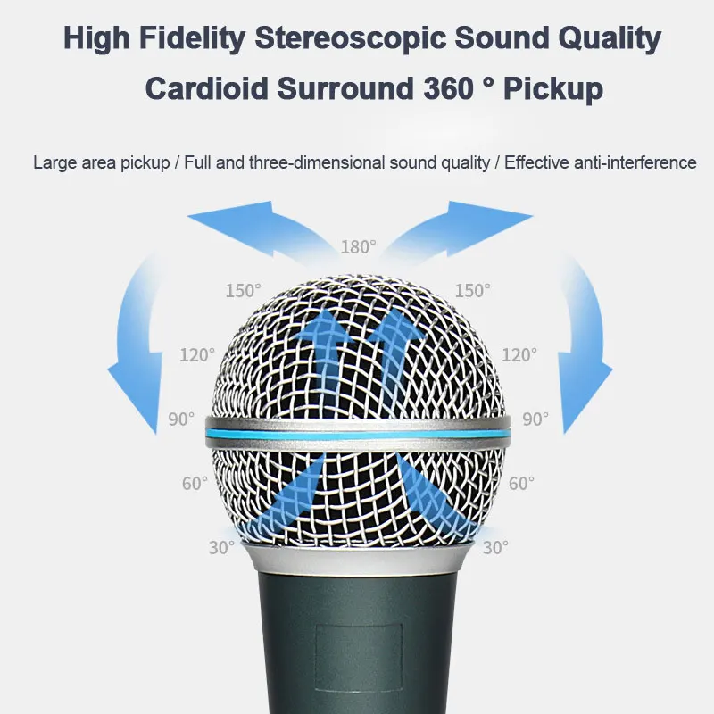 Mikrofon genggam Karaoke 58A, Mikrofon nirkabel ruang dinamis XLR Micro dindinamico mesin Mikrofon perlengkapan untuk panggung