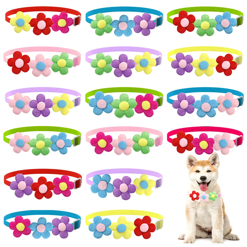 50/100 Pcs Dog Grooming Bows Colorful Flower Cat Bowties Puppy Dog Collar Accessories Pet Bow Ties With Flowers Bows Dog