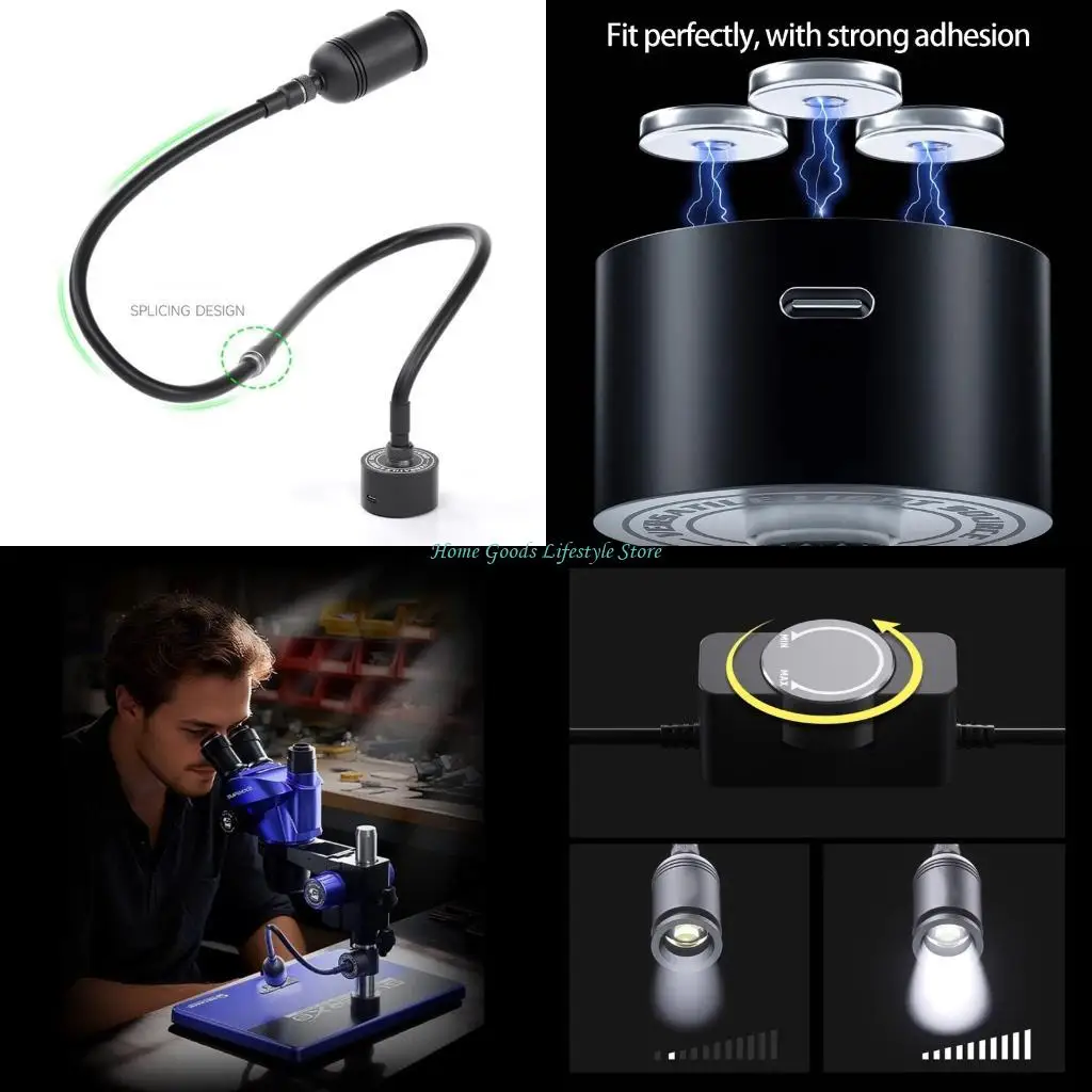 E74E Bendable Stepless Dimming Microscope Light Source Uniform Brightness PVC Materials For Reliable Lab Use Clear Imaging