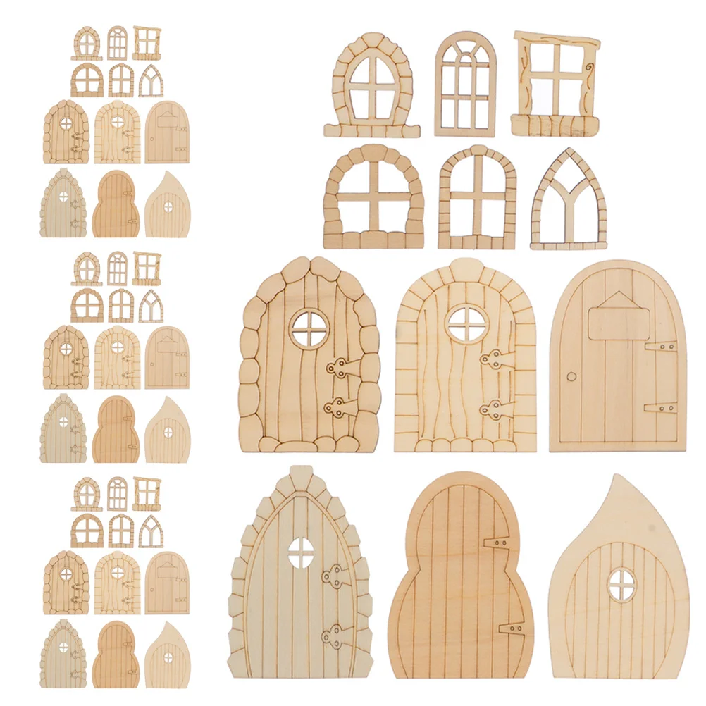 

60Pcs Miniature Wooden Fairy Doors Unfinished DIY Painted Craft Garden Tree Home Wall Decoration Fairs Door for Wall