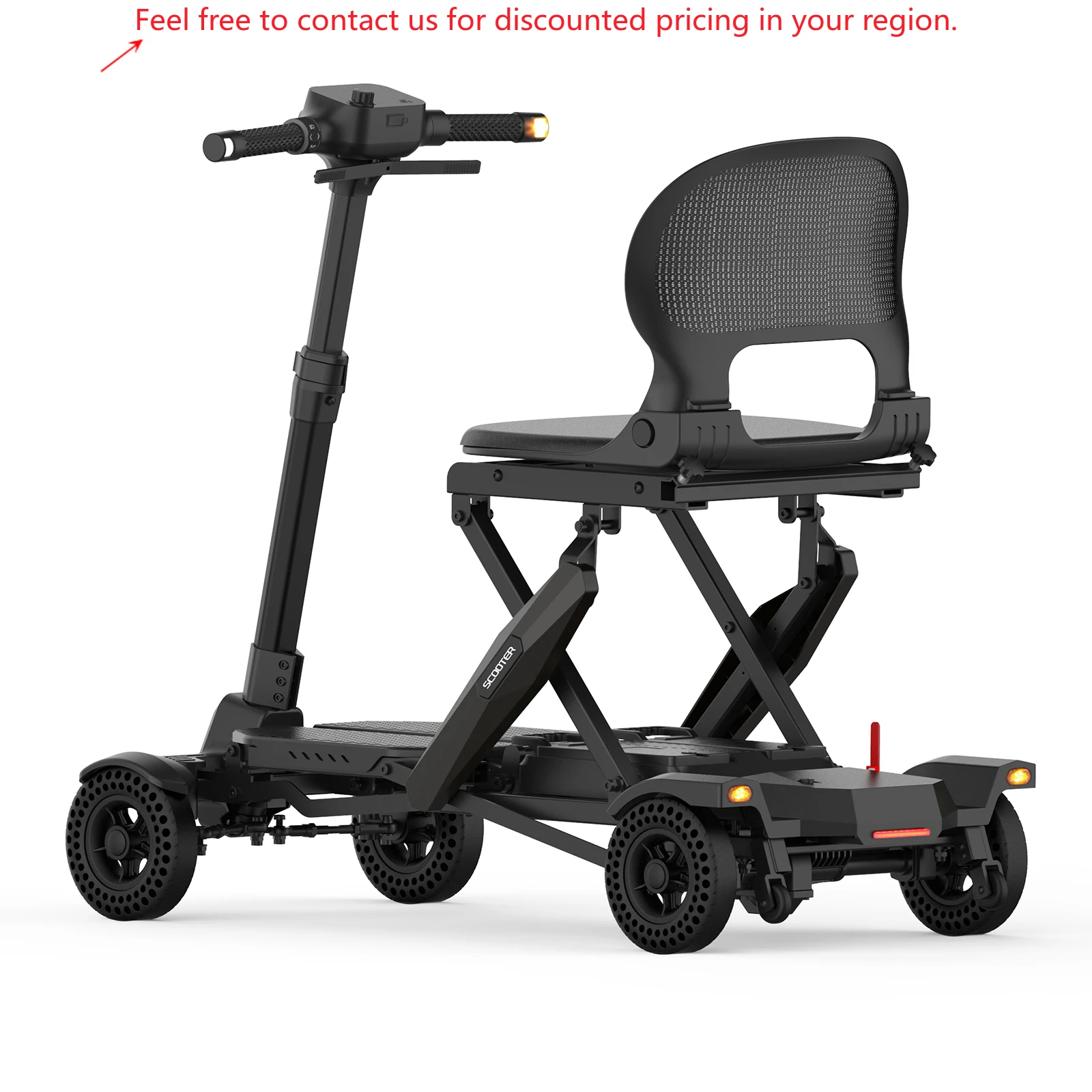 

Chinese Supplier Remote Control Folding Scooter Mobile Phone NFC Unlocking Travel 4 Wheels Mobility Scooter For Adults