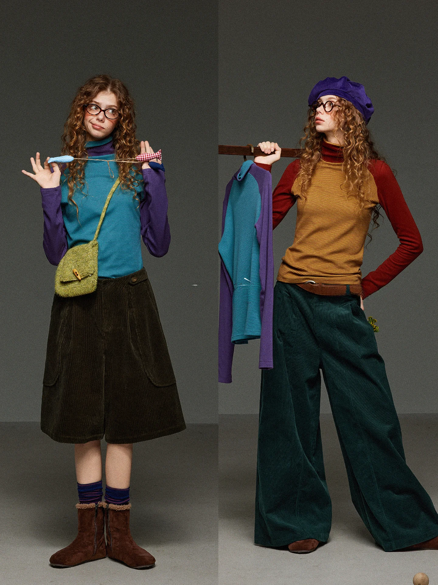 

Retro Striped Color Blo Long Sve High Collar Women's Base Layer T-irt Slimming Fit Inner Wear Top for Autumn Winter