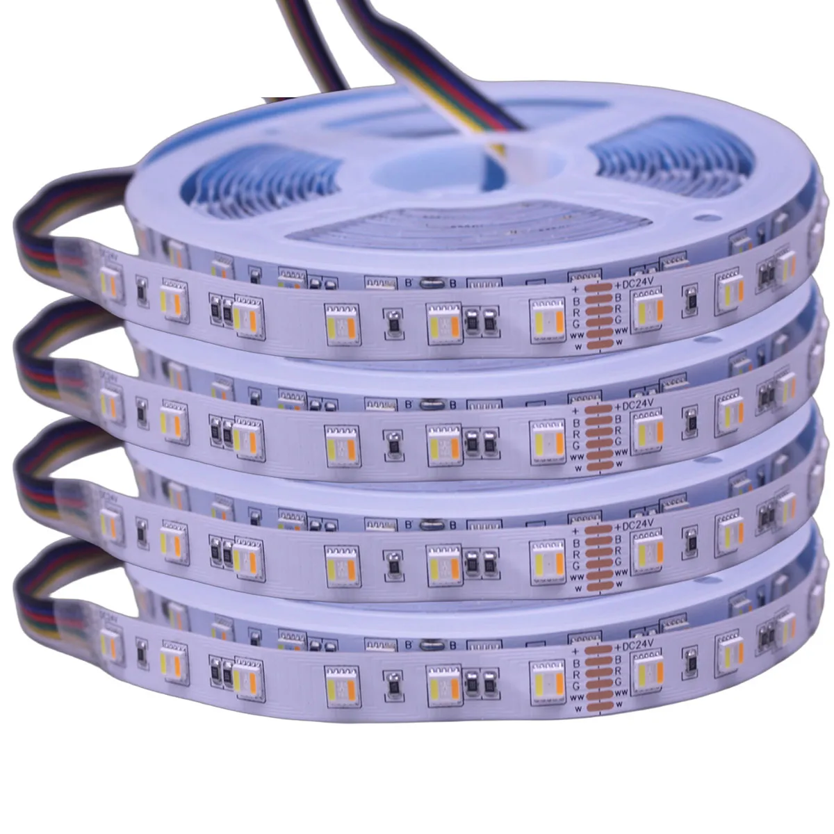 5m RGB CCT LED Strip Light 5 Colors In 1 Chip 12V 24V 48V DC RGBCCT 5050 60 90 84 112 LEDs Flexible Ribbon Tape IP20 IP65 IP67