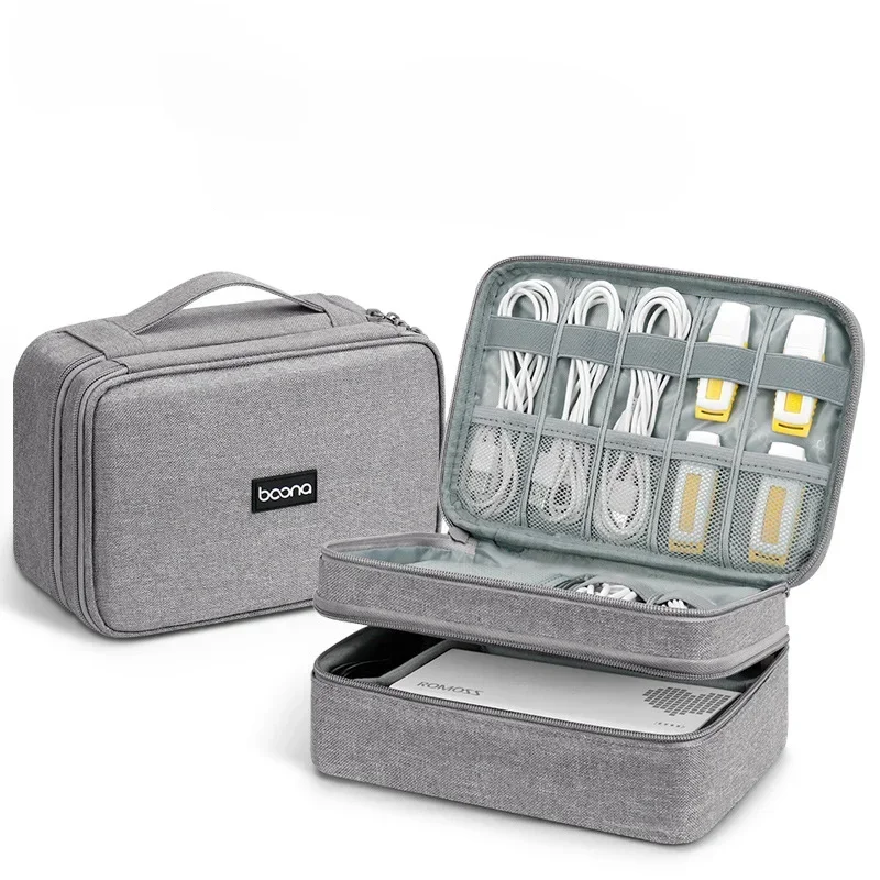 Grande Capacidade Viagem Gadget USB, Cabo Bag, Headphone Storage Box, Cabo de Dados, Hard Disk Charger, Power Bank Organizer