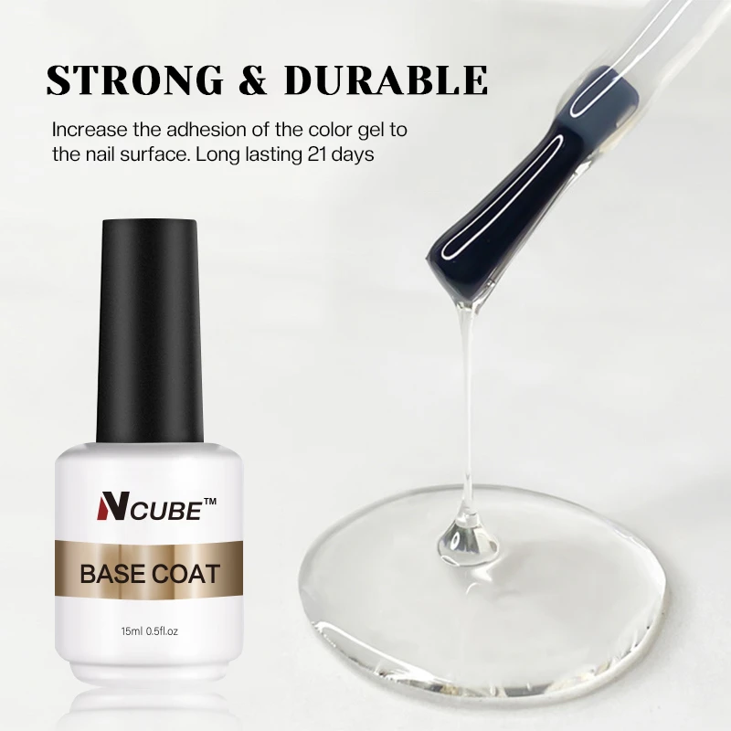 Ncube 15Ml Rubber Basis Top Coat Uv Gel Kleurrijke Gel Nagellak Semi-Permanente Doorweekt Uv Led Nail Art Manicure Nagellak