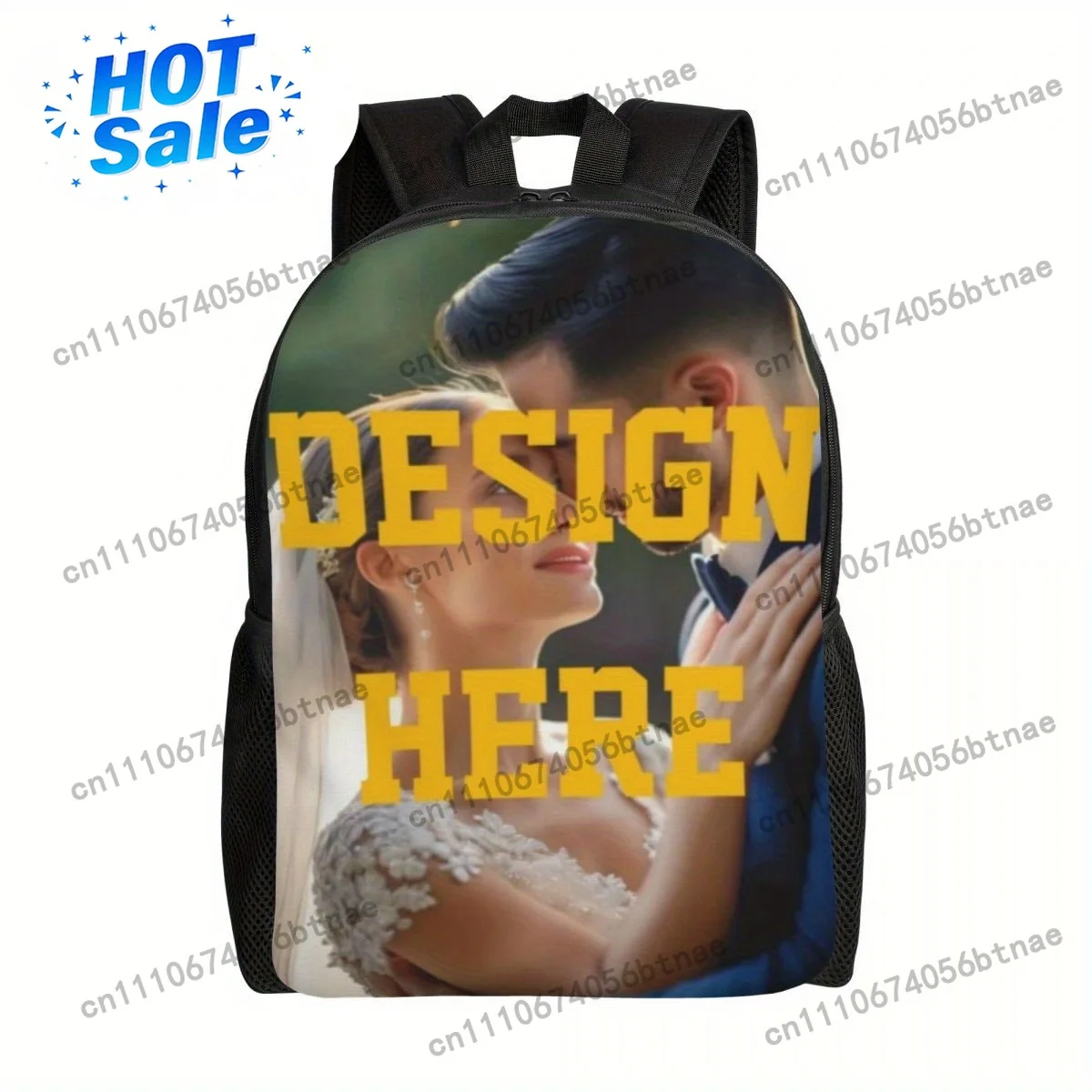 Custom Personalized Men's Backpack With Photo Print - Polyester Laptop Bag For Travel & Daily Commute, Hand Washable With No Rec