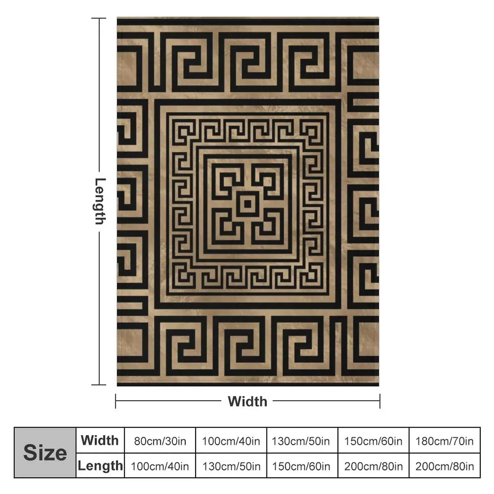 Greek Key Ornament - Greek Meander -Black on gold Throw Blanket heavy to sleep Bed covers warm for winter cosplay anime Blankets