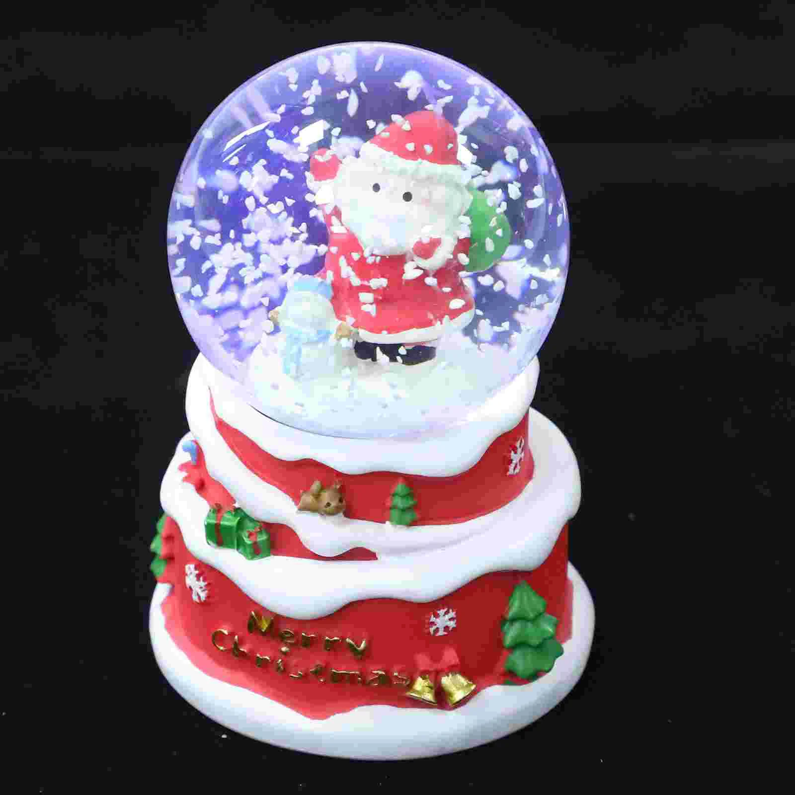Resin Craft Crystal Ball Desktop Decoration Christmas Globe Holiday nament Xmas Tree Centerpieces Santa Claus Statue Home Garden