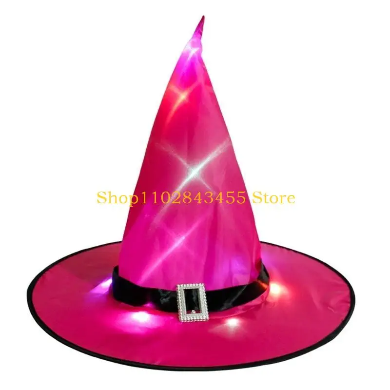 49MC Halloween Party Witch Hat for Women Cosplay Wizard Cap Fashion Costume Fedora-Cap Holiday Festival Pointed Witch Cap