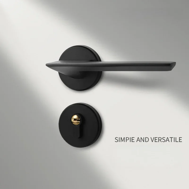Magnetic Silent Entrance Door Handle Lock with Core/pin for Bedroom Heavy-duty Door Lock Handle Kit with Keys Aluminum Door Lock