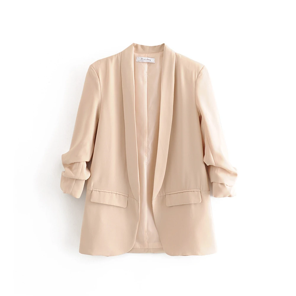 Marwin Women Khaki Blazer Coat Vintage Notched Collar Pocket 3/4 Sleeves 2023 Spring Fashion Female Casual Chic Tops