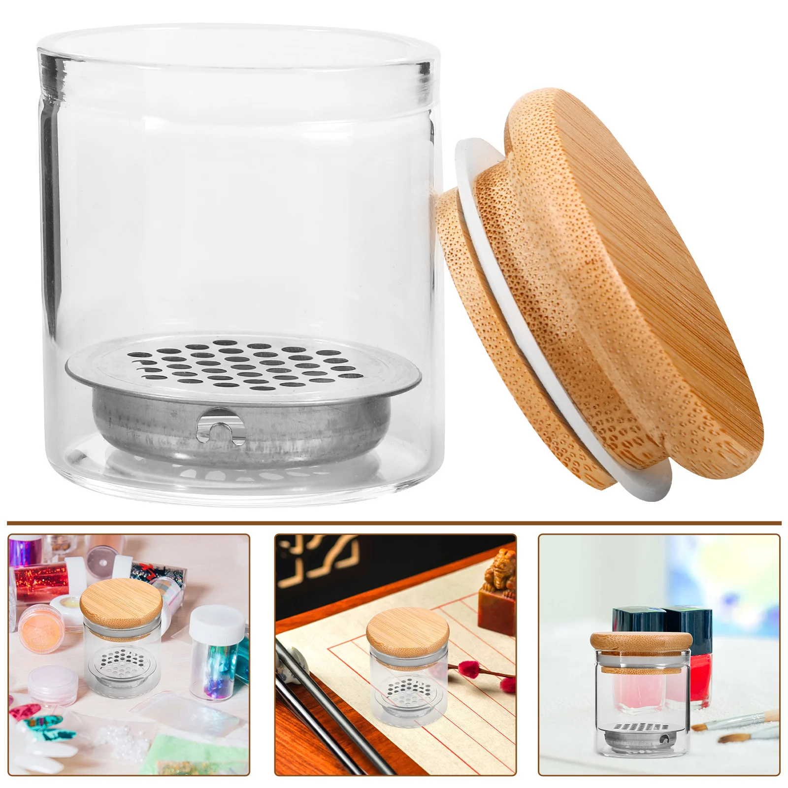 

Glass Nail Art Dish Cup Tall Large Capacity Brush Holder For Manicure Tools Wash Station Glitter Decor Nail Brush Washer