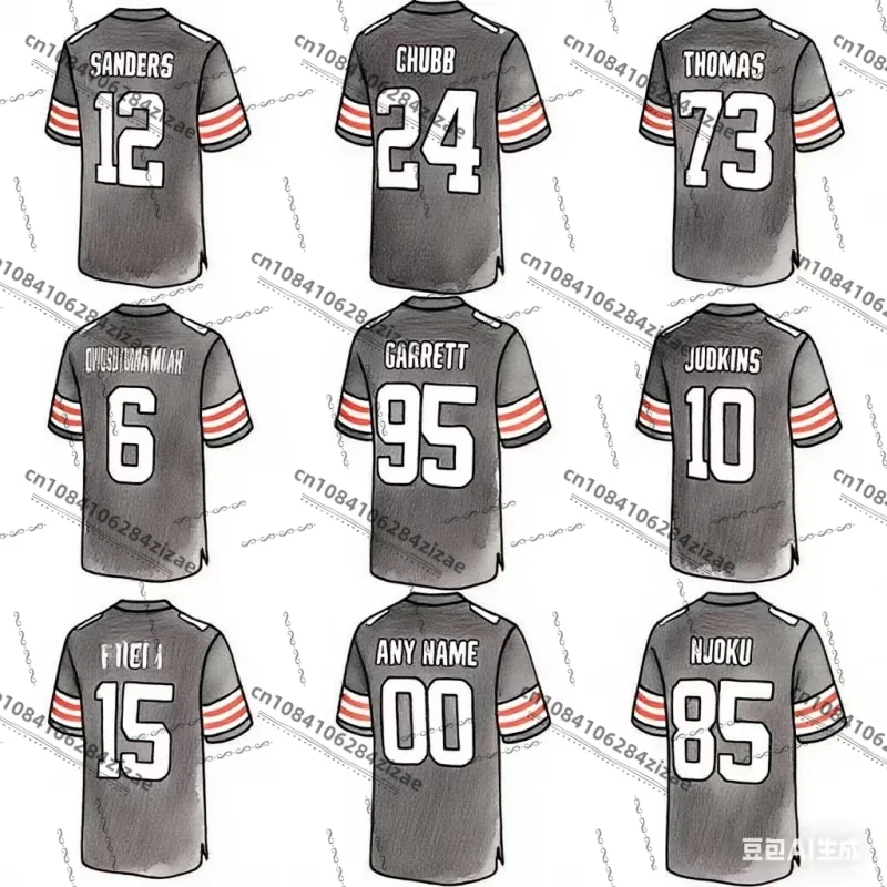 

Custom Men's Brown American Football Jerseys Shedeur Sanders Chubb Stitched Football Uniform