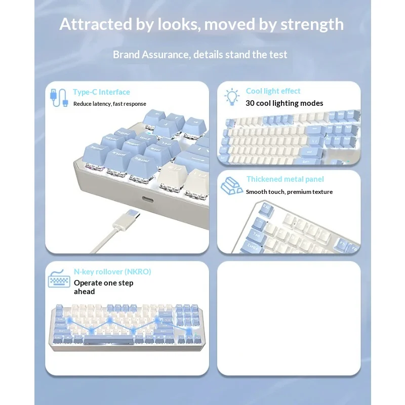 Eweadn 87 Keys Mechanical Keyboard Bluetooth And Wireless Three Modes Suitable For Computer Daily Office Work And Entertainment