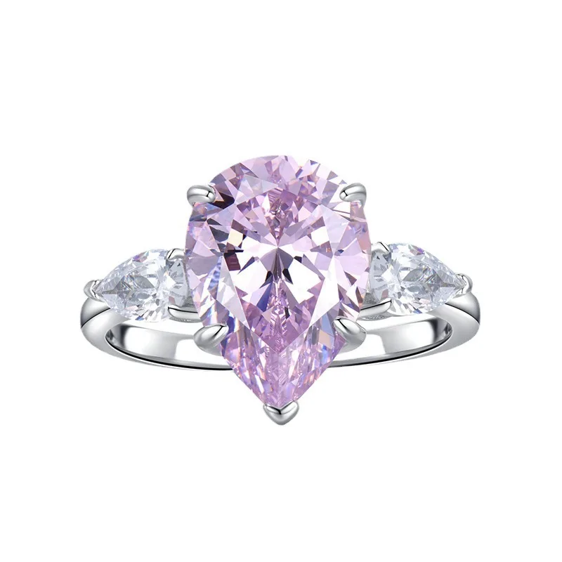 New 100% s925 silver design exaggerated large and medium finger engagement water droplet ring for women in Europe and America