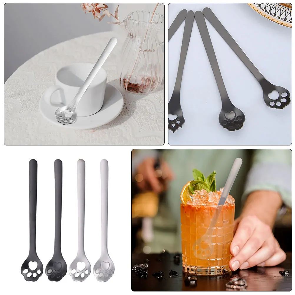 

4Pcs Stainless Steel Coffee Spoons Long Handle Mixing Spoon Set Tea Sugar Stirring Spoons Practical Kitchen