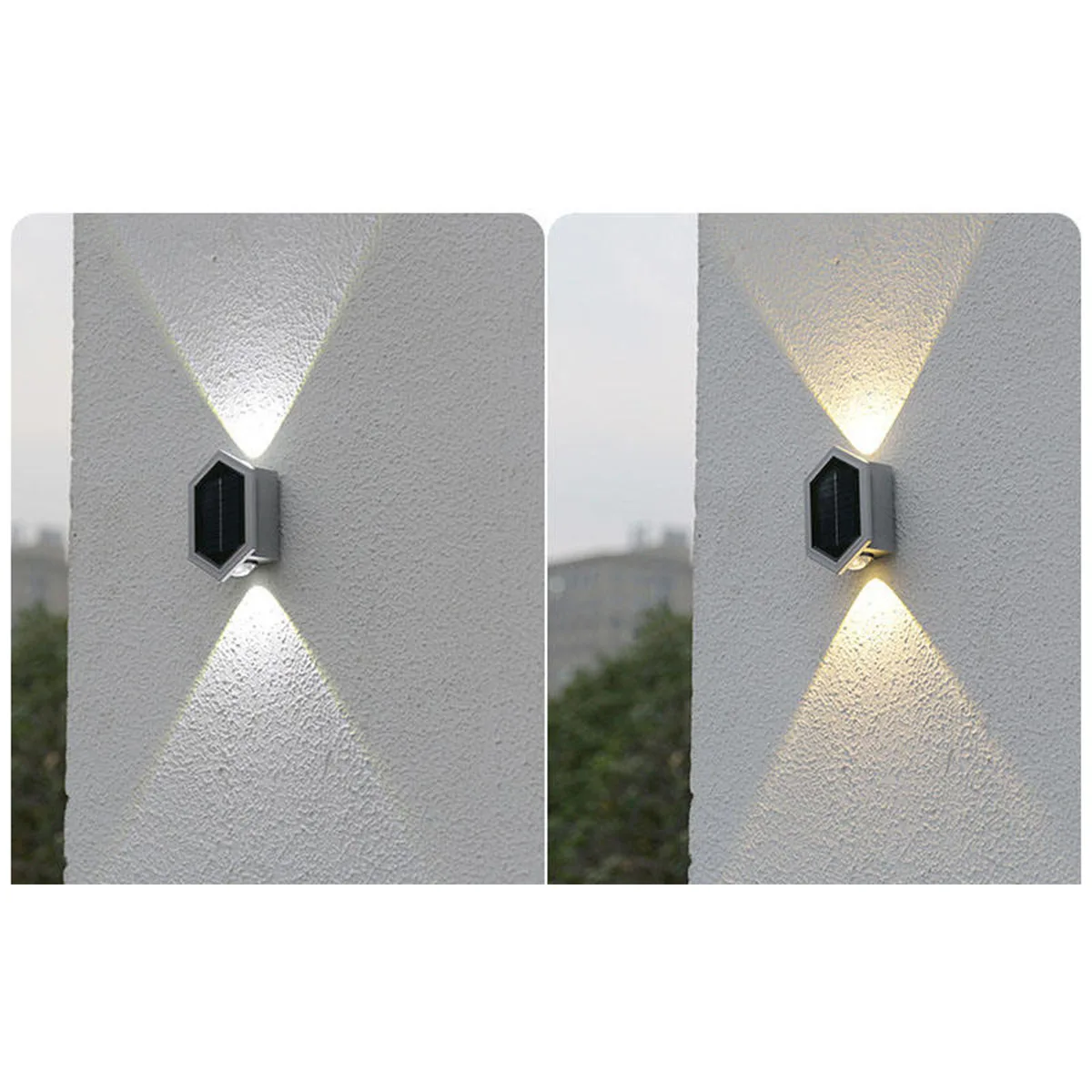 Solar exterior losango elipse cima e para baixo holofotes, ajustável luz branca quente, adequado para varanda e jardim, à prova d'água, 1pc