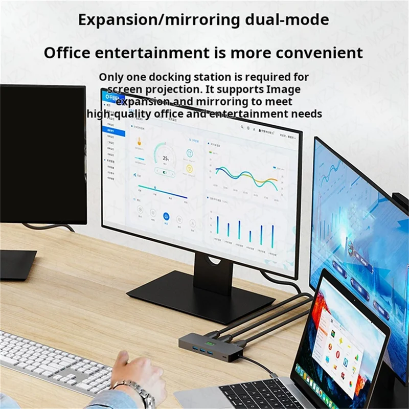Estación de acoplamiento ocho en 1 DP 2 Compatible 4K @ 60Hz 1000M Ethernet RJ45 USB Hub 3 0 3.0 Concentrador de base de extensión