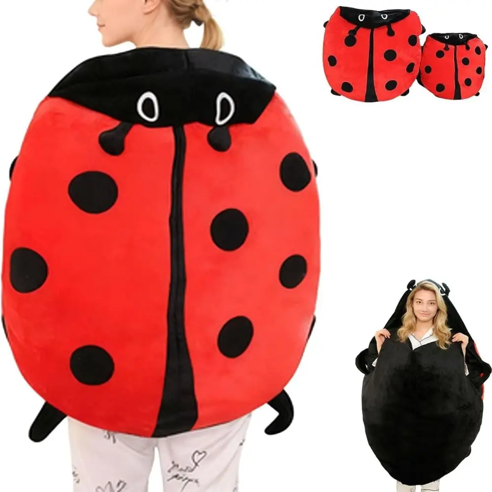 

Новая носимая подушка с божьей коровкой, мягкая гигантская подушка с божьей коровкой, 60 см, хлопковая подушка из полипропилена