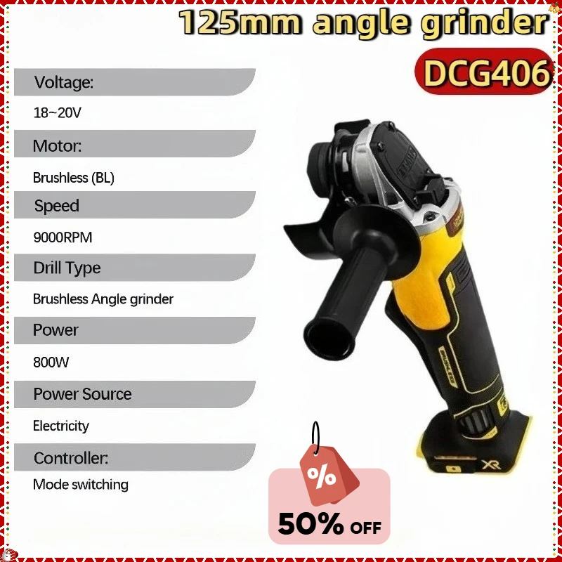 صالح ديوالت DCG406 9000 دورة في الدقيقة آلة القطع اللاسلكية تأثير الملمع آلة 125 مللي متر فرش زاوية طاحونة أداة السلطة القابلة لإعادة الشحن