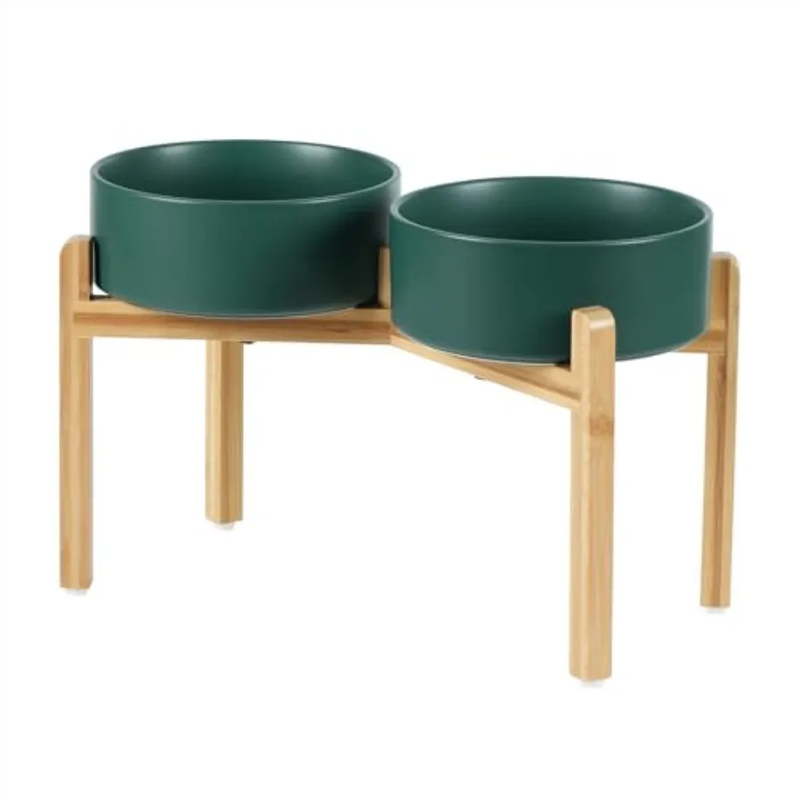 

" Dog Bowls Elevated Ceramic Dog Food and Water Bowl Set, Double Raised Dog Water Bowl with Stand Non-Slip Rubber Base Large Ca