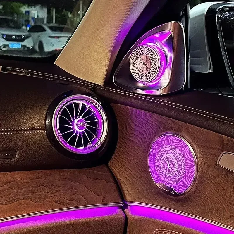 Haut-parleur de twecirculation de lumière ambiante LED, rotation 4D, 64 couleurs, adapté pour Mercedes Benz 2022, classe C, W206, C300, voiture, aigus RVB, remise en état du klaxon