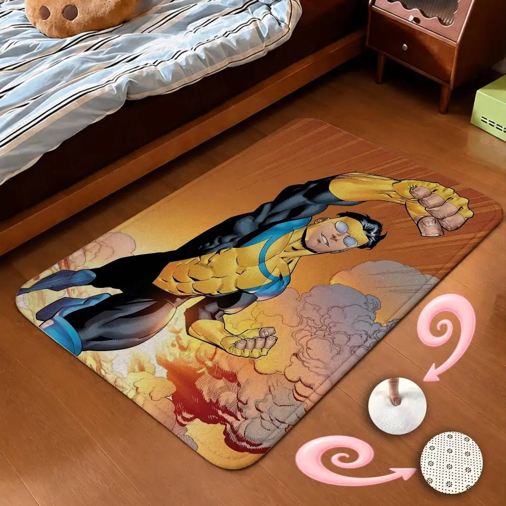 Omni-Man Mark Manga I-Invincible-e Short Plush Bathroom Door Mat, Hallway Decor Rug, Home Entry Welcome Floor Mat