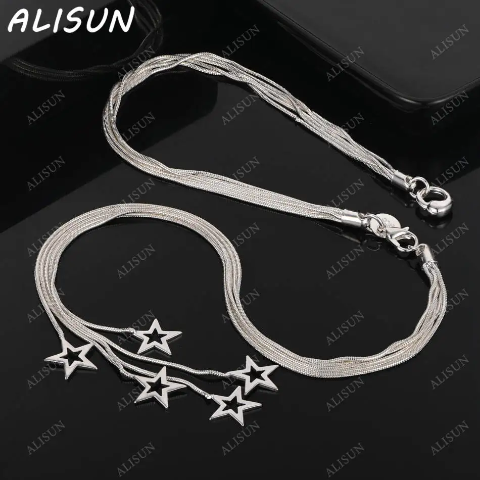 

ALISUN 925 Sterling Silver 45cm Design Star Tassels Necklace For Women Men Charm Trend Birthday Gifts Fashion Party Fine Jewelry