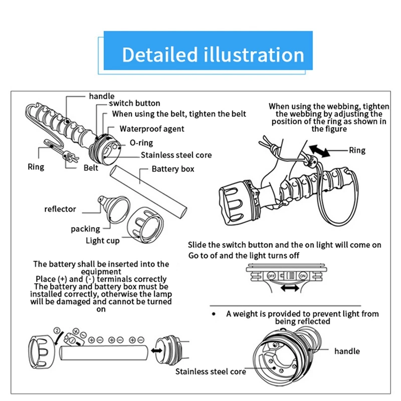 Scuba Deep Diving Light Professional Powerful Flashlight Underwater Waterproof LED Diver Light