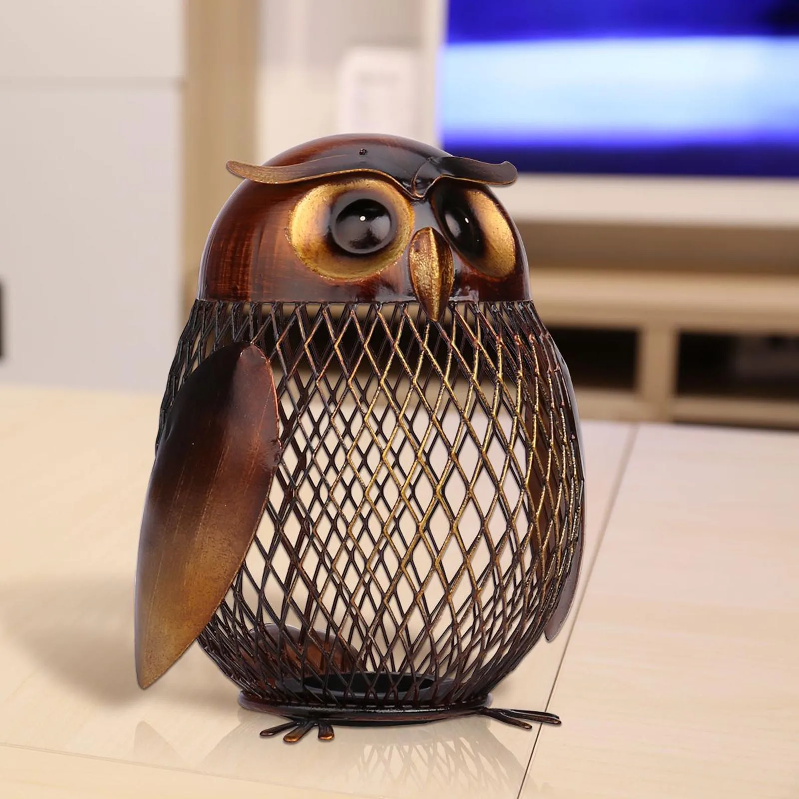 TOOARTS Owl Shaped Metal Coin Money Saving Box Money Boxes Home Decor Furnishing Articles Crafting Christmas Gift for Kids