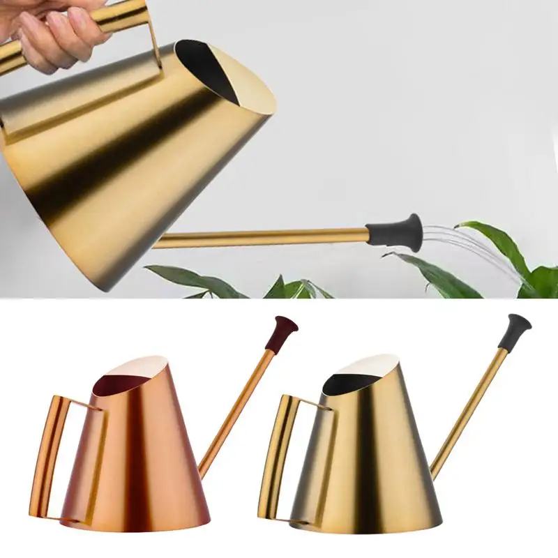 Garden Watering Can Stainless Steel Watering Can 900ML Plant Waterer With Sprinkler End Golden Plant Watering Watering Devices