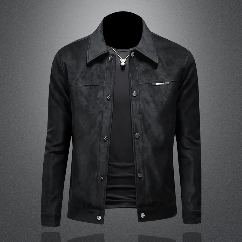 2024 autumn and winter new high-quality leather jacket single breasted slim fit jacket plus size men's leather jacket M-5XL