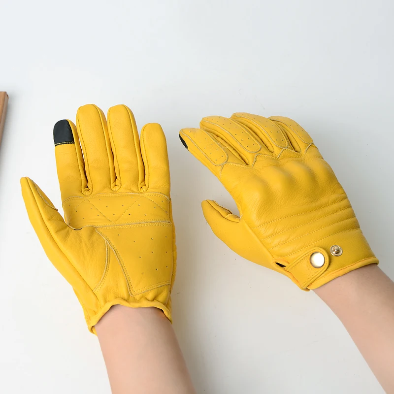 

Кожаные мотоциклетные перчатки для мужчин и женщин, винтажные, всесезонные, для езды на мотоцикле Harley, из натуральной кожи, для пар, осень-зима